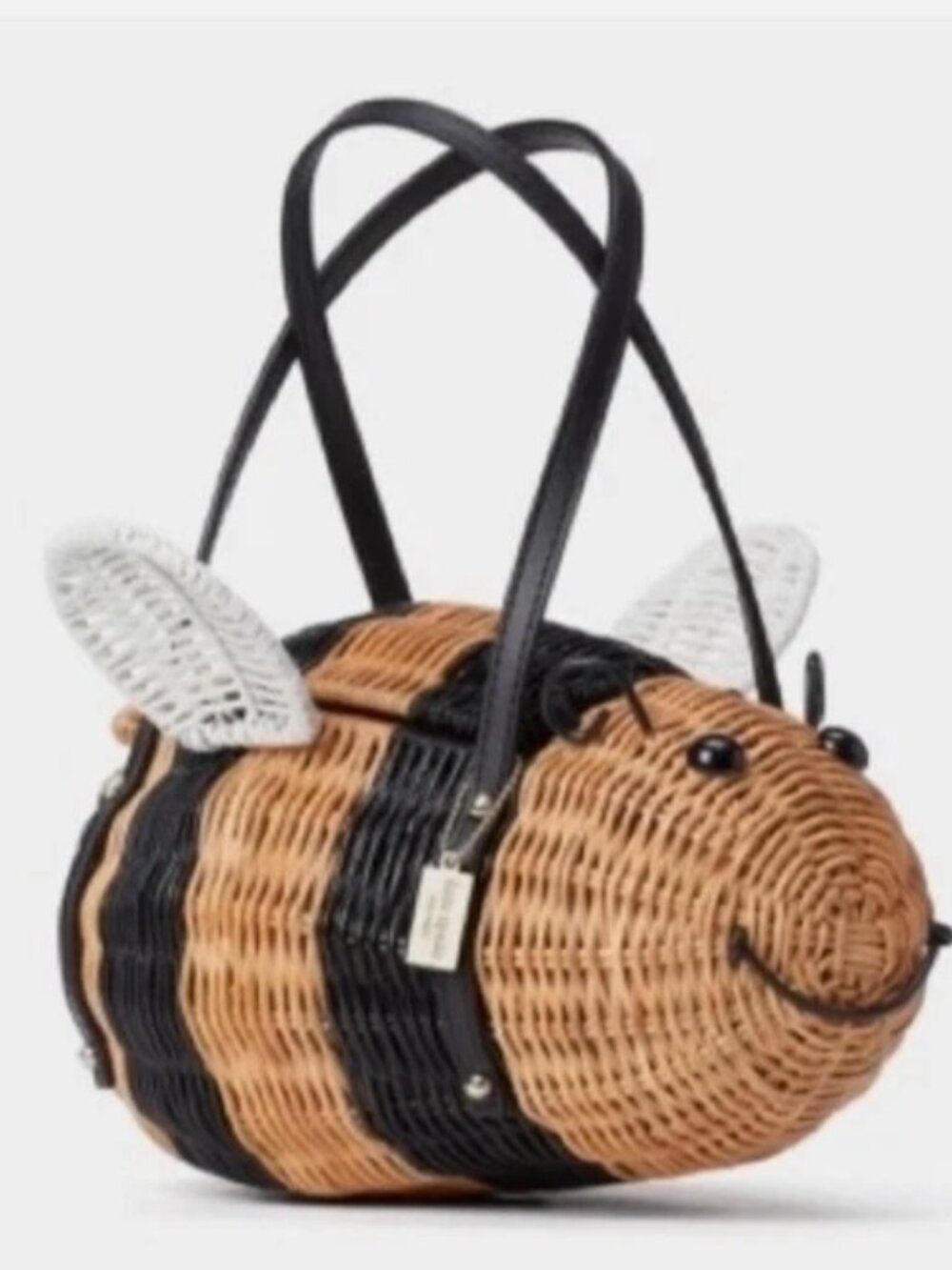 Kate Spade NWT "Down the Rabbit Hole" Wicker Bumble Bee Purse in Plastic - Picture 2 of 7